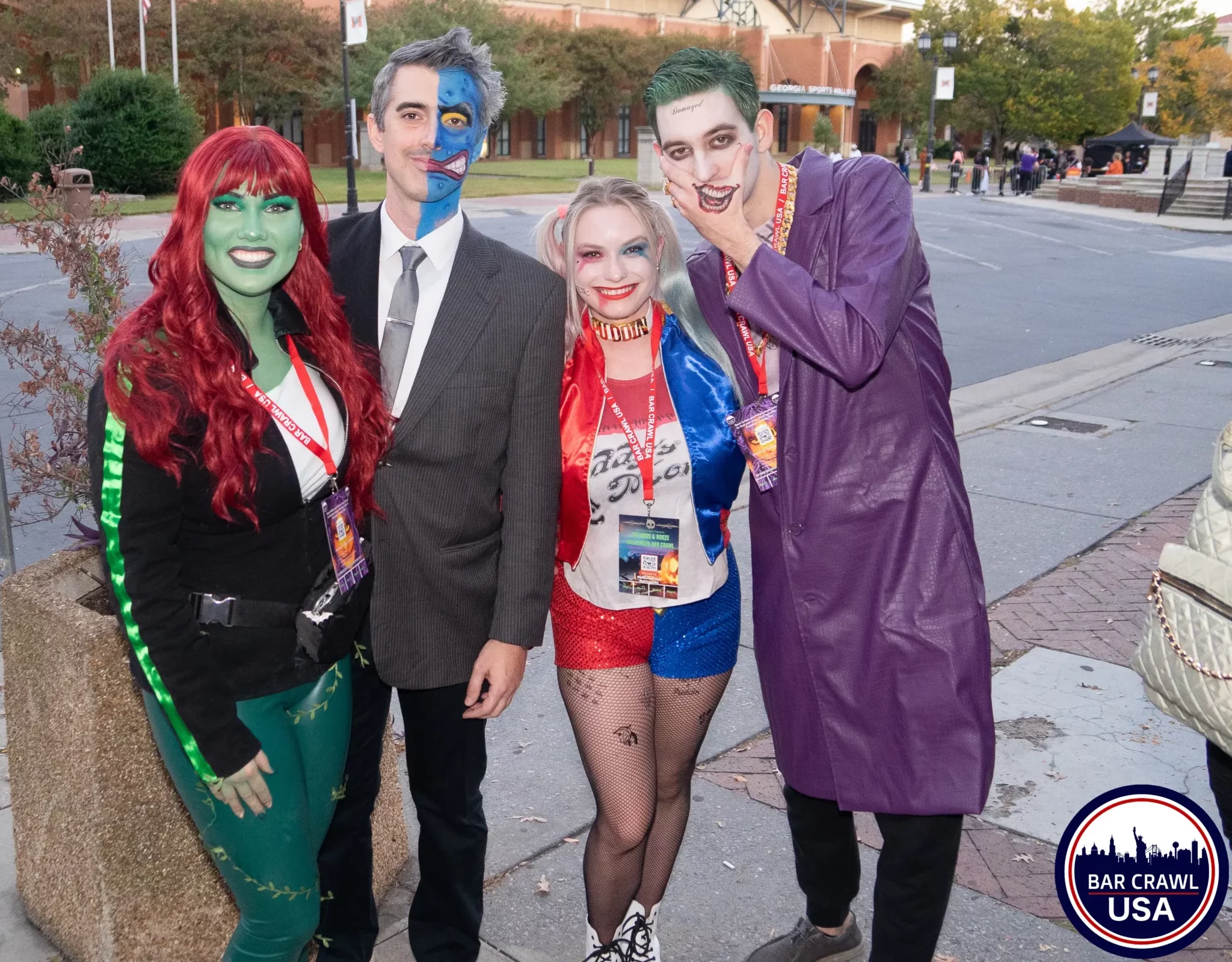 Four Boos & Booze Halloween Bar Crawl crawlers dressed in costome for the Bar Crawl USA halloween bar crawl