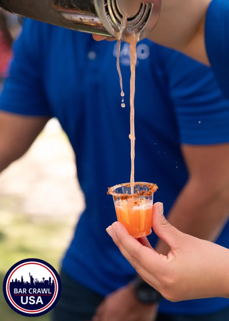 vertical close-up of a shot being poured