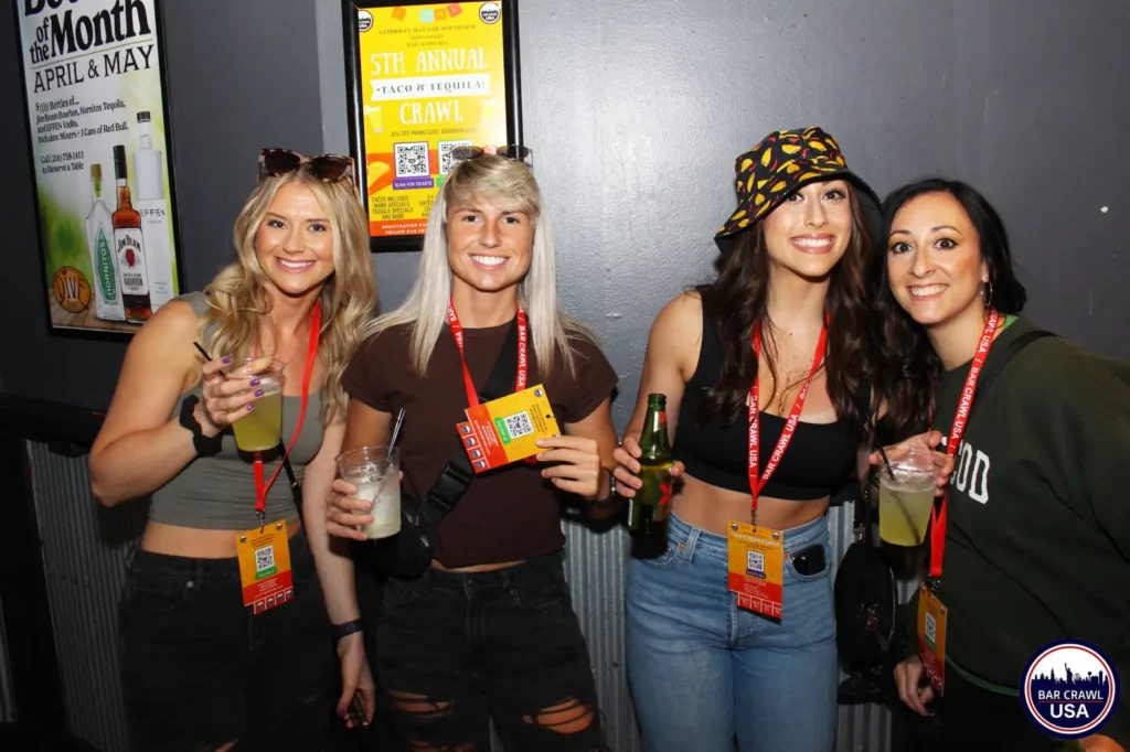 Group of four Cleveland bar crawl friends